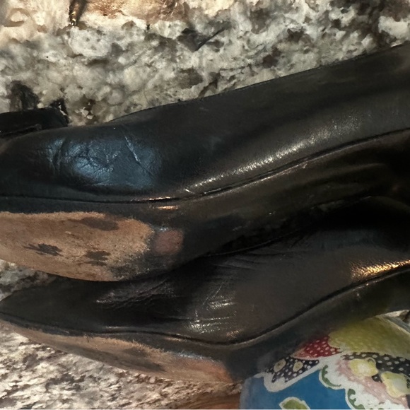 Bruno Magli Black Heels with Chunky Heel and Bow - Picture 7 of 10